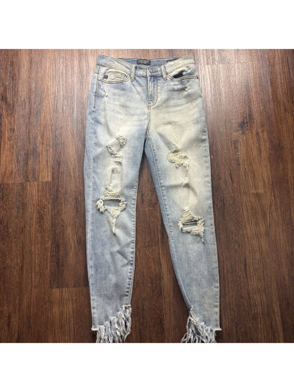 Judy Blue Skinny Fit Jeans Destroyed Light Wash Raw Hem Women’s Size 9/29